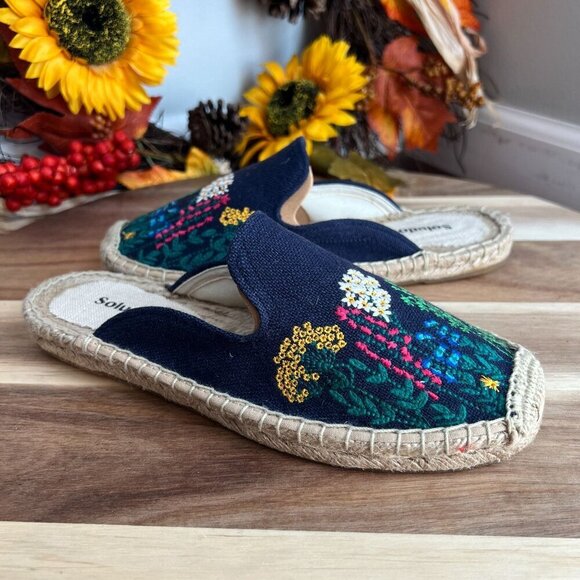 Soludos Wildflower Size US 5.5 M Women's Espadrille Slip-On Mules Midnight Blue - Picture 1 of 12